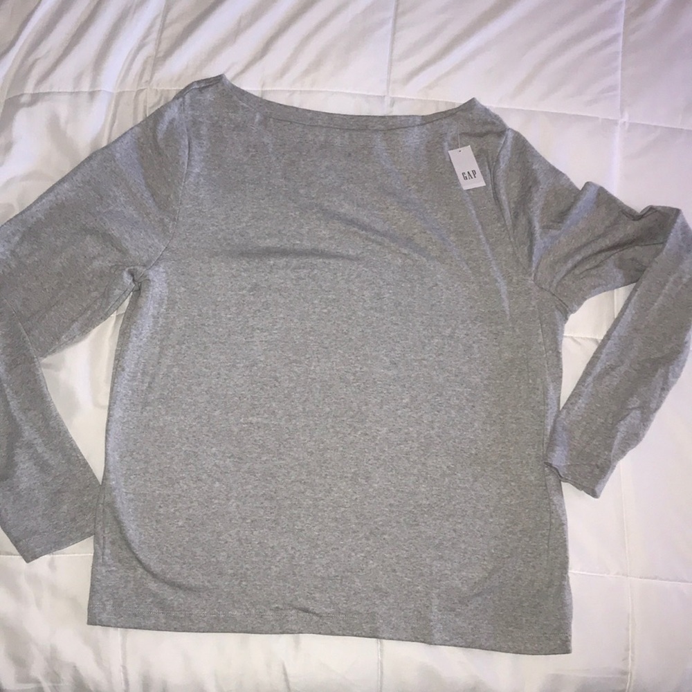 GAP Boat Neck Long Sleeve T-Shirt Heather Grey, XXL